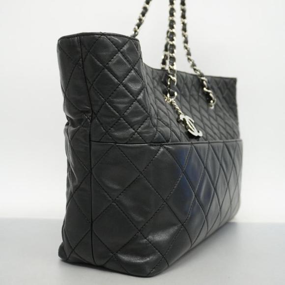 CHANEL Tote Bag Matelasse Chain Shoulder Lambskin Black Silver Hardware Women's - Picture 2 of 10